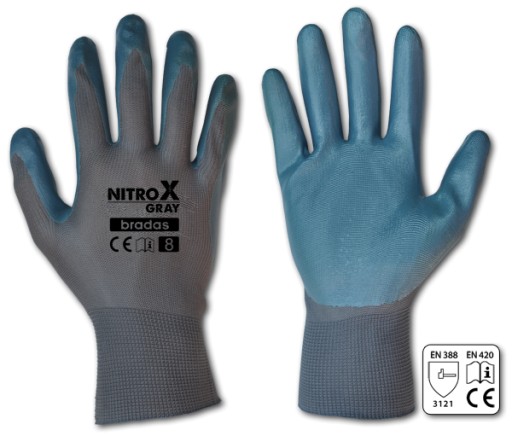 PRACOVNÉ RUKAVICE RUKAVICE VEĽ. 9 NITROX SIVÁ