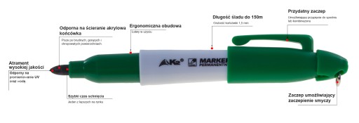Mini permanentný popisovač značkovač K2 zelený 1 ks