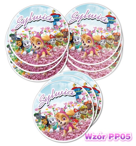 12ks Nálepky s názvom Paw Patrol 6,5cm