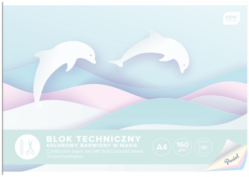 Technický blok A4, farebné PASTELOVÉ listy, 160G