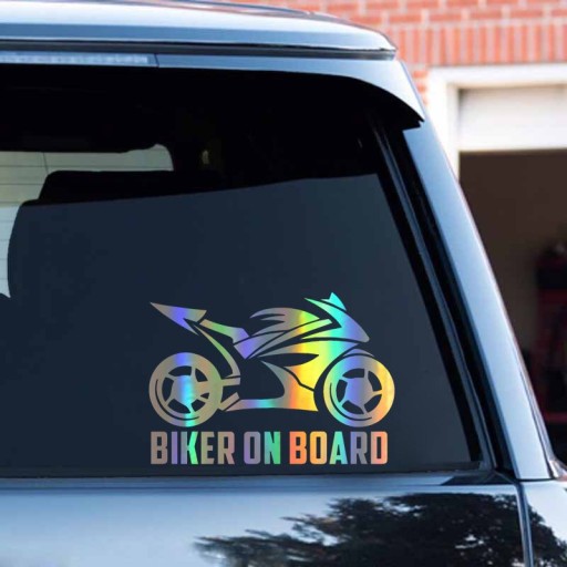 Nálepka na auto BIKER ON BOARD, auto motorkára
