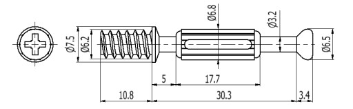 50x Excentrický nábytkový konektor + 19mm plochý kolík