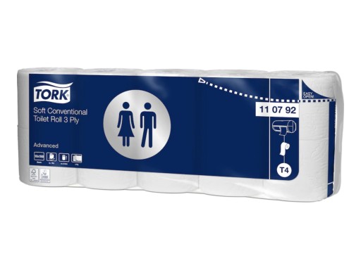Tork 110792 - rolka toaletného papiera, 3-vrstvová, biela, T4 - 10 ks.
