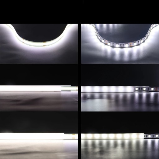 Neónový COB LED pásik 12V 1m 320 diód 6000K STUDENÁ BIELA HOMOGENICKÁ 8MM