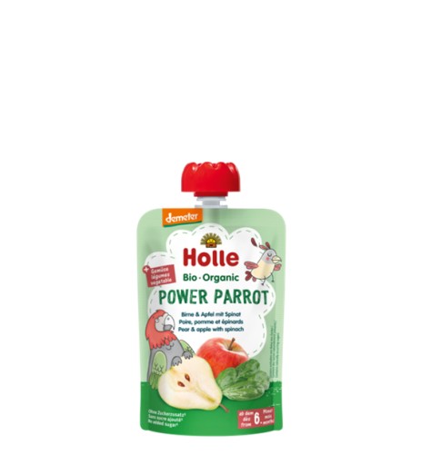 Holle Bio Špenát Jablko Hruška Mousse Parrot Power