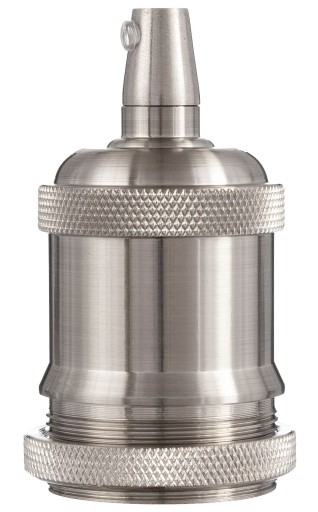Vintage E27 dekoratívny držiak lampy, kovový satén