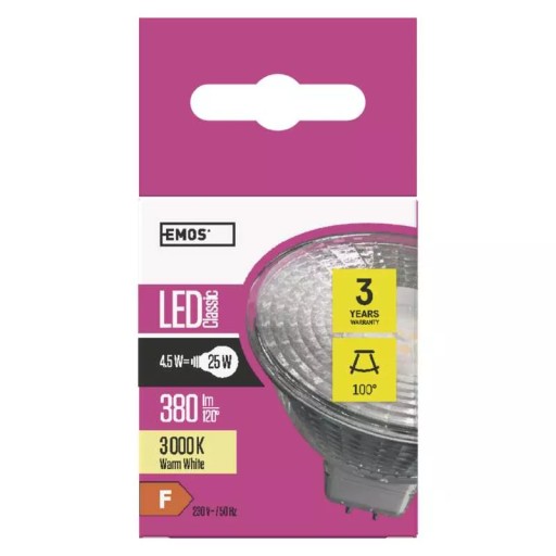 Emos LED žiarovka Classic MR16 4,5W GU5,3 teplá
