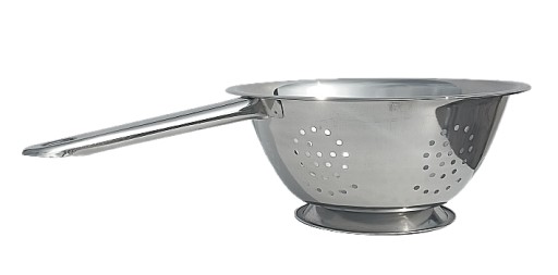 Oceľový cedník 24cm, nerezový cedník s rukoväťou