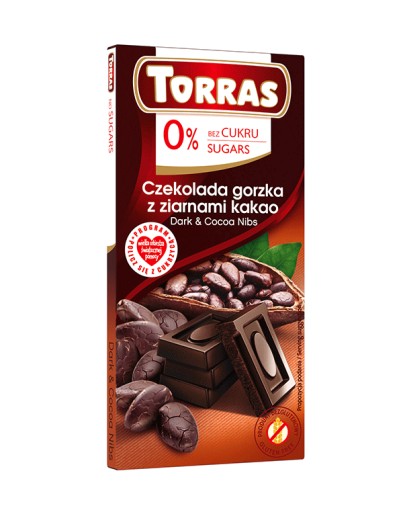HORKÁ ČOKOLÁDA S KAKAOVÝMI BôZMI TORRAS BEZ CUKRU