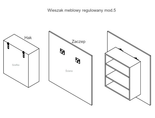 Vešiak na nábytok, nastaviteľný prívesok na skrinky