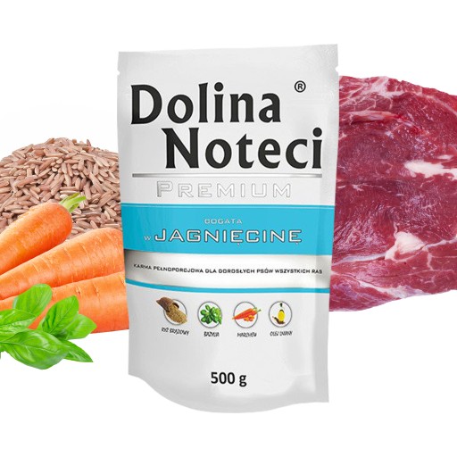 DOLINA NOTECI Prémiové krmivo pre psov Jahňacie mäso 500g