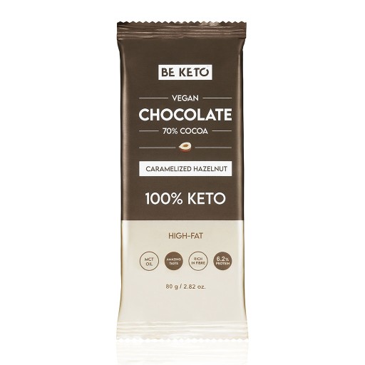 Vegánska keto čokoláda s MCT olejom - karamelizovaný lieskový orech - 80 g -
