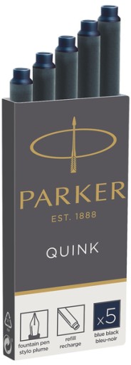 PARKER modro-čierne atramentové kazety, nepriehľadné, 5 KS, EFEKTÍVNE