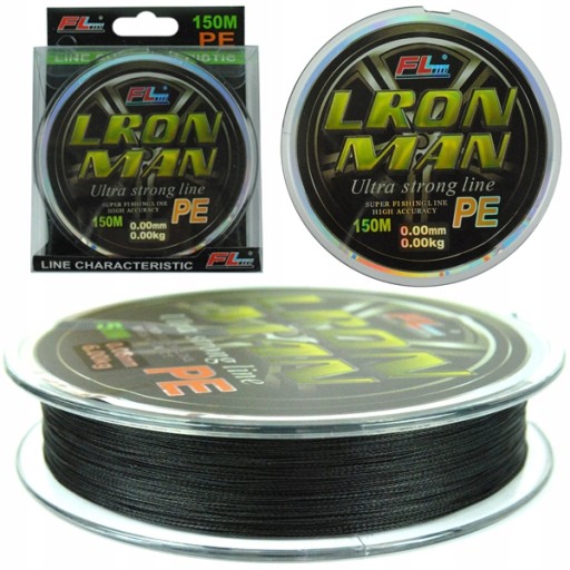 čierny pletený vlasec LRON MAN 150m PRO FL 0,12mm 8,4kg