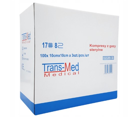 Sterilné sterilné gázové obklady Trans-Med 10 cm x 10 cm 30 ks.