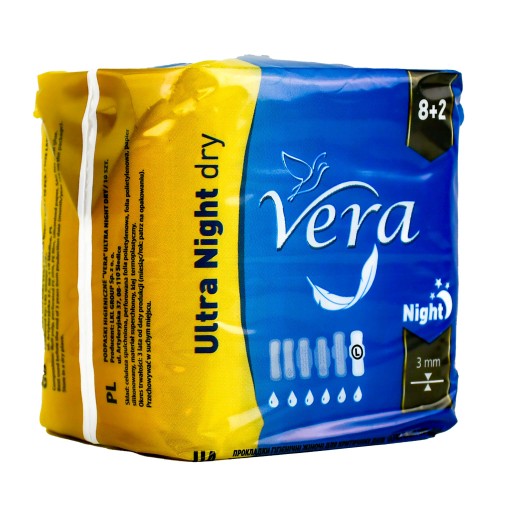 Ultra NIGHT Dry vložky s krídelkami na noc VERA Standard 8+2 kusy