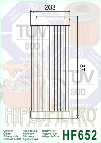HIFLOFILTRO HF652 OLEJOVÝ FILTER