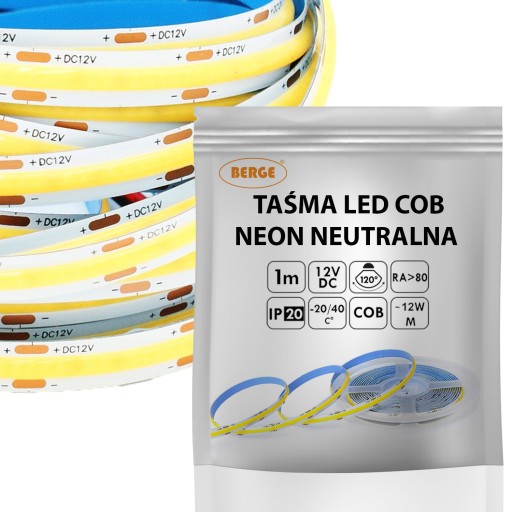 Neónový COB LED pás 12V 1m Homogénny NEUTRÁL