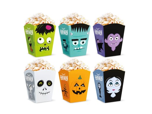 Monsters Halloweenske krabičky na popcorn, 6 ks.