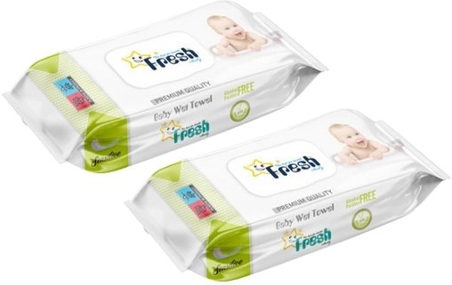 Fresh Baby Vlhčené obrúsky s klipom, 144 kusov vlhčených obrúskov