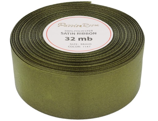 Ozdobná stuha saténová 38mm 32mb olivovo zelená