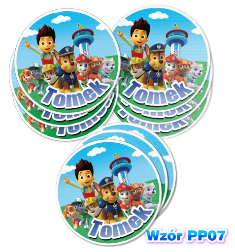 12ks Nálepky s názvom Paw Patrol 6,5cm