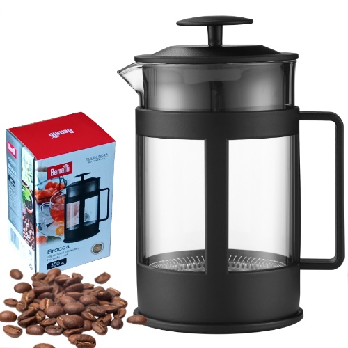 Sklenený piestový lúhovač 350 ml so sitkom na kávu čaj bylinky Brocca BR-8976
