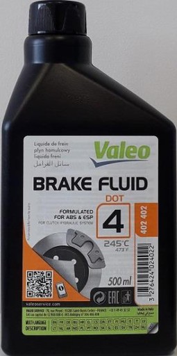 BRZDOVÁ KVAPALINA. DOT 4 (0,5L) 402402 VALEO