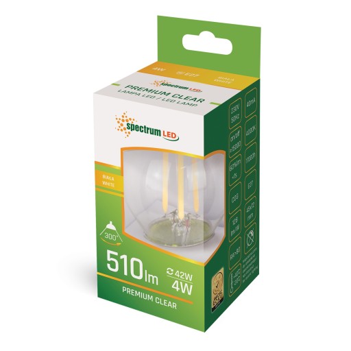LED GUĽOVÁ žiarovka E27 230V 4W COG neutrálna biela