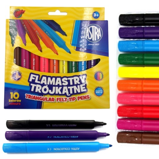 Trojuholníkové značkovače Astra 10 Color Jumbo