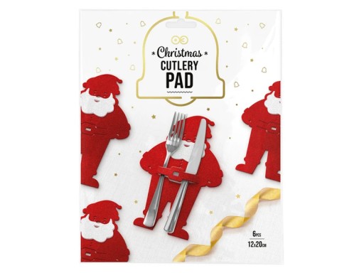 SANTA CLAUS ČERVENÉ PODLOŽKY NA PRÍBORY 20cm 6 ks