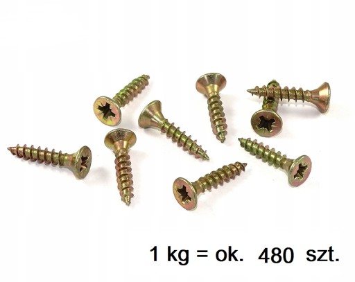 Skrutky do dreva kalené 4,5x30 mm 1kg POZINKOVANÉ, zlatožlté