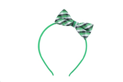 Zelená čelenka CHECKED BOW BOW pre dievčatá
