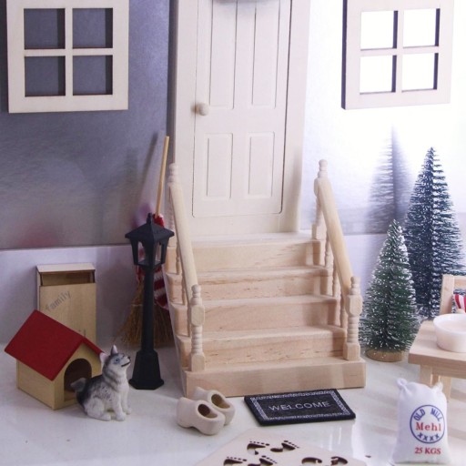 DOLLHOUSE ZÁBRADLOVÉ SCHODY MIKROSCÉNA SCHODY