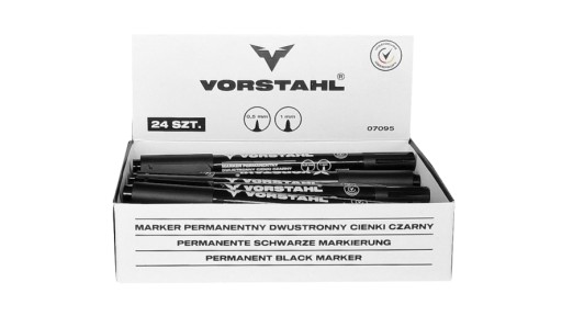 Permanentný popisovač, obojstranný, tenký čierny, 0,5/1 mm VORSTAHL