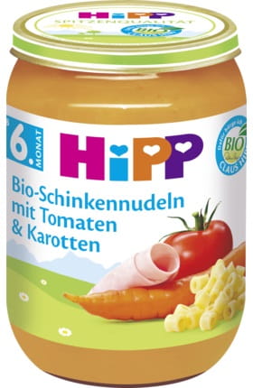 Hipp Bio Šunka Cestoviny Paradajka Mrkva 6m 190g