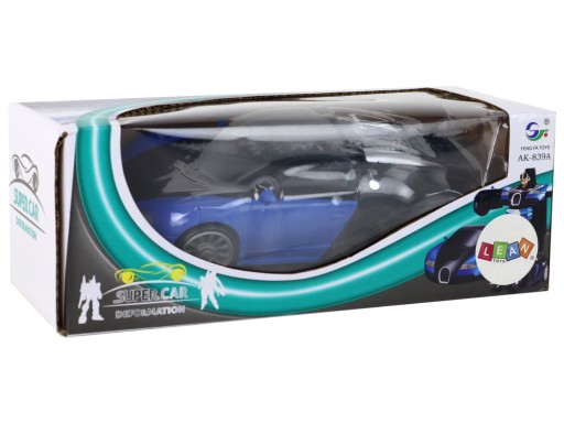 Robotické auto 2v1 Bugatti s modrými svetelnými efektmi