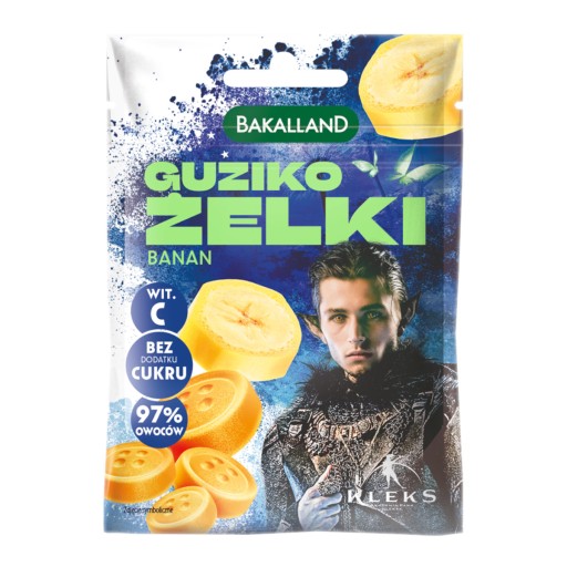 Banánové želé bez cukru, gombíkové želé, 34g. Akadémia pána Kleksa BAKALLAND