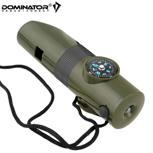 SURVIVAL TURISTICKÁ ZÁCHRANNÁ píšťalka DOMINATOR 6v1 S KOMPASOM A TEPLOMEROM