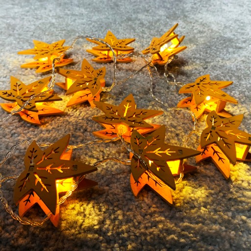 Teplá LED girlanda z jesenných svetiel, 10 ks