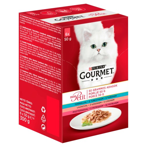 Gourmet Mon Petit mokré krmivo pre mačky tuniak losos pstruh 6x50g