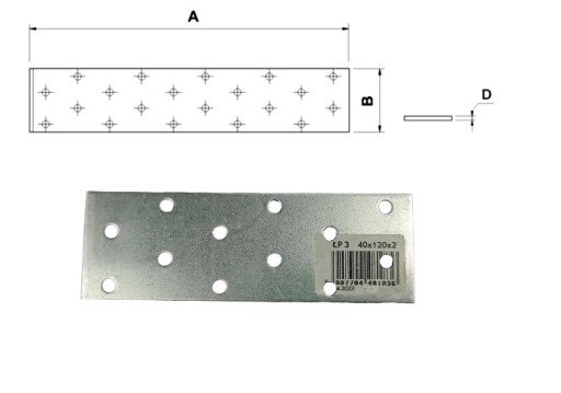 Plochá spojka LP-3 rozmery 40x120mm Skrutka-kov
