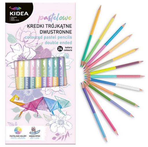 KIDEA TROJUHOLNÍKOVÉ CECILY, OBOJSTRANNÉ, PASTELOVÉ, 24 FARIEB