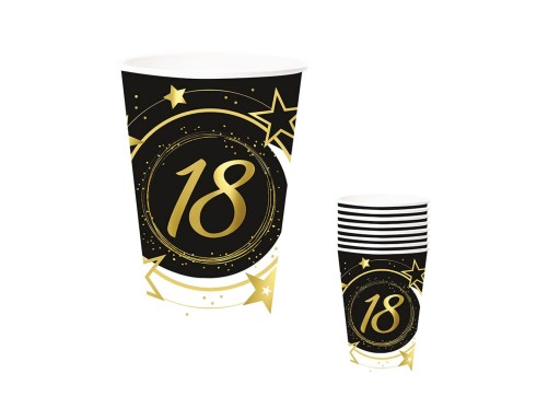 18. NARODENINOVÉ POHÁRKY 18 ROKOV ČIERNA 240ml 6ks