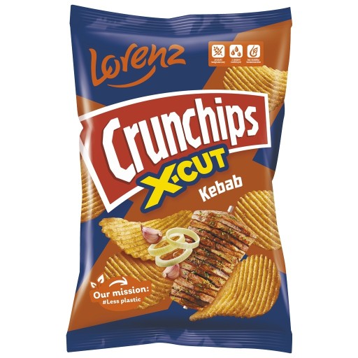 CRUNCHIPS Vlnité chrumky X-CUT Kebab Kebab Flavor Kebab 140g LORENZ