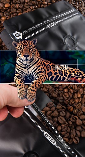 Čerstvo pražené kávové zrná 100% Arabica Brazil 50G pre kávovar na espresso