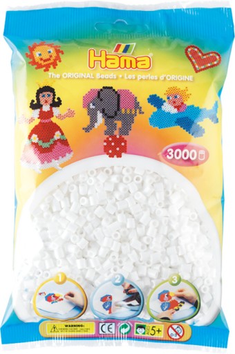 Zažehľovacie korálky BIELE 3000 ks HAMA 201-01