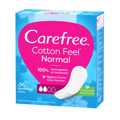 CAREFREE Cotton Feel Normal slipové vložky s vôňou aloe 56 ks