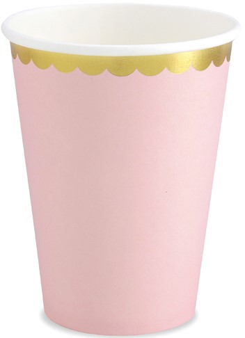 SVETLORUŽOVÉ papierové poháre na ročné narodeninové bábätko 220 ml 6 ks