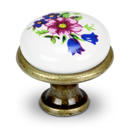 NÁBYTOKOVÝ GOMBÍK PORCELÁNOVÁ SKRINÍKOVÝ GOMBÍK SO VZOROM
